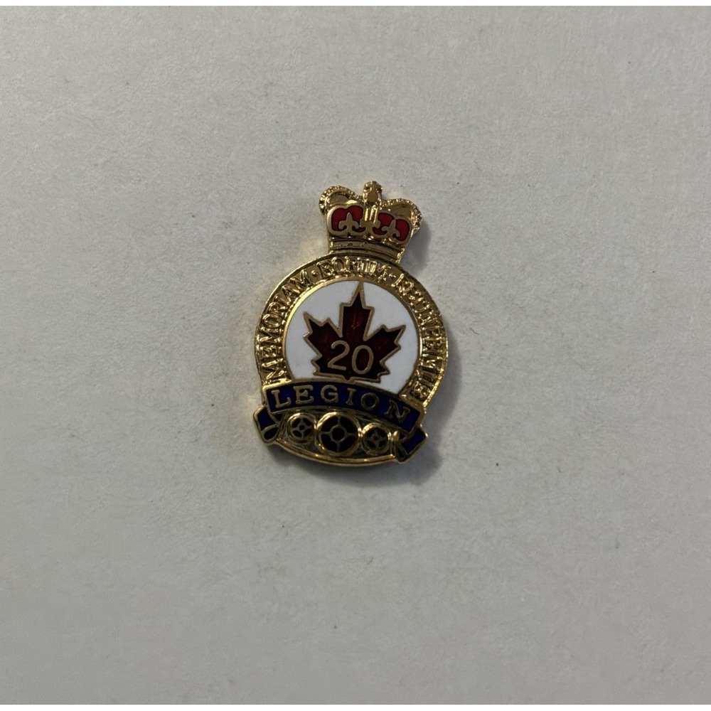 ROYAL CANADIAN LEGION Pin Hat Lapel Badge Military 20 YEAR SERVICE Pinback